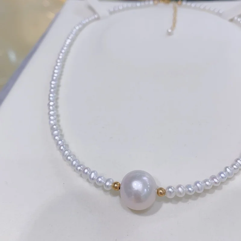 SGARIT 3-4 مللي متر اديسون لؤلؤ المياه العذبة القلائد 13-14 مللي متر 14K الذهب معبأ القلائد مجوهرات هدية 2025 الوافدين الجدد #4