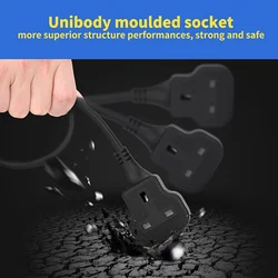 1pc UK black power extension cord socket 13A 3250W high power use suitable indoor and outdoor use power cord extension socket