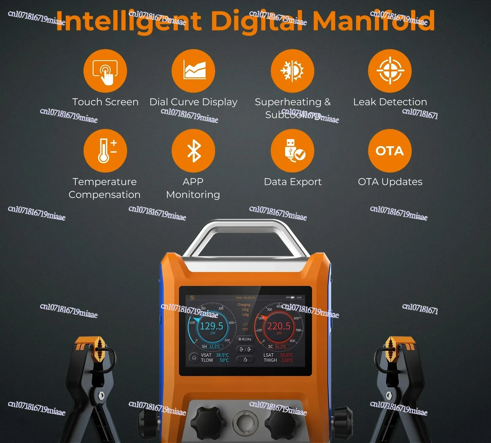 

EMG-40V Intelligent 4 Valves Digital Manifold Kit with 5” Smart Touch Screen HVAC Gauge with Bluetooth