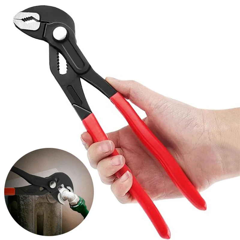 Water Pump Pliers Push Button Quick Adjustable Pliers Quick Channel Lock Pliers V-Jaw Tongue Groove Plier Wrench for Water Pump