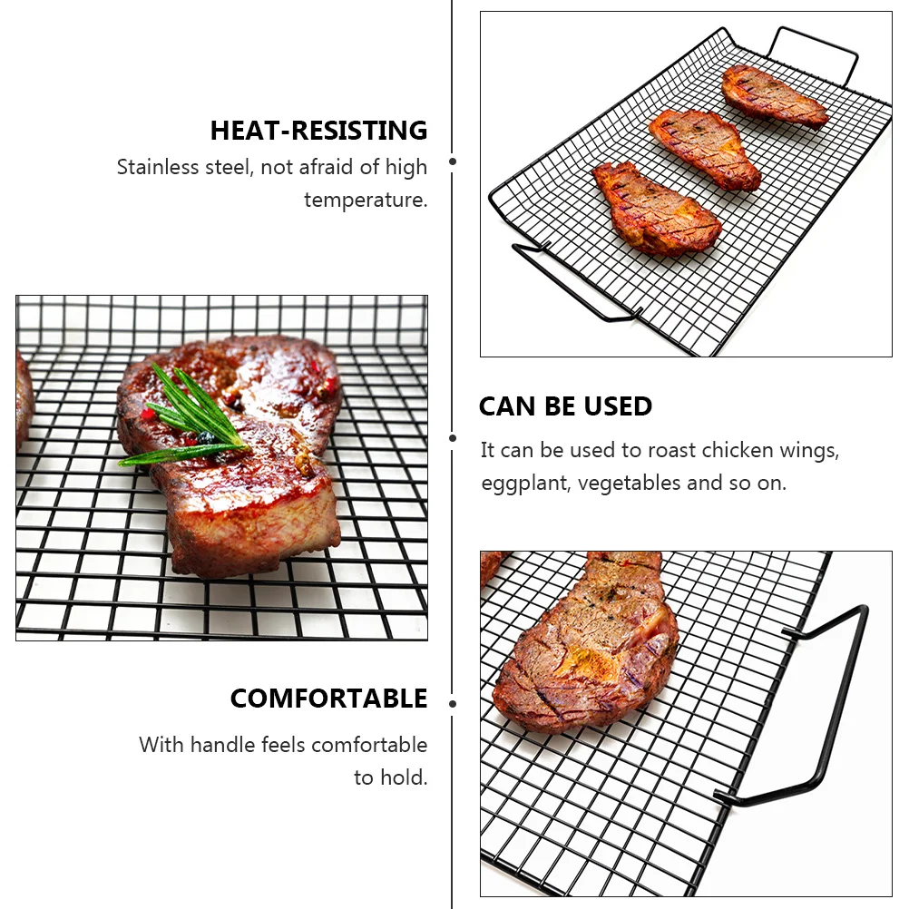 

1pc Non-Stick Bbq Grill Mesh Stainless Steel Cooking Grid For Outdoor Barbecue Roasting Chicken Steak Vegetables Durable Metal