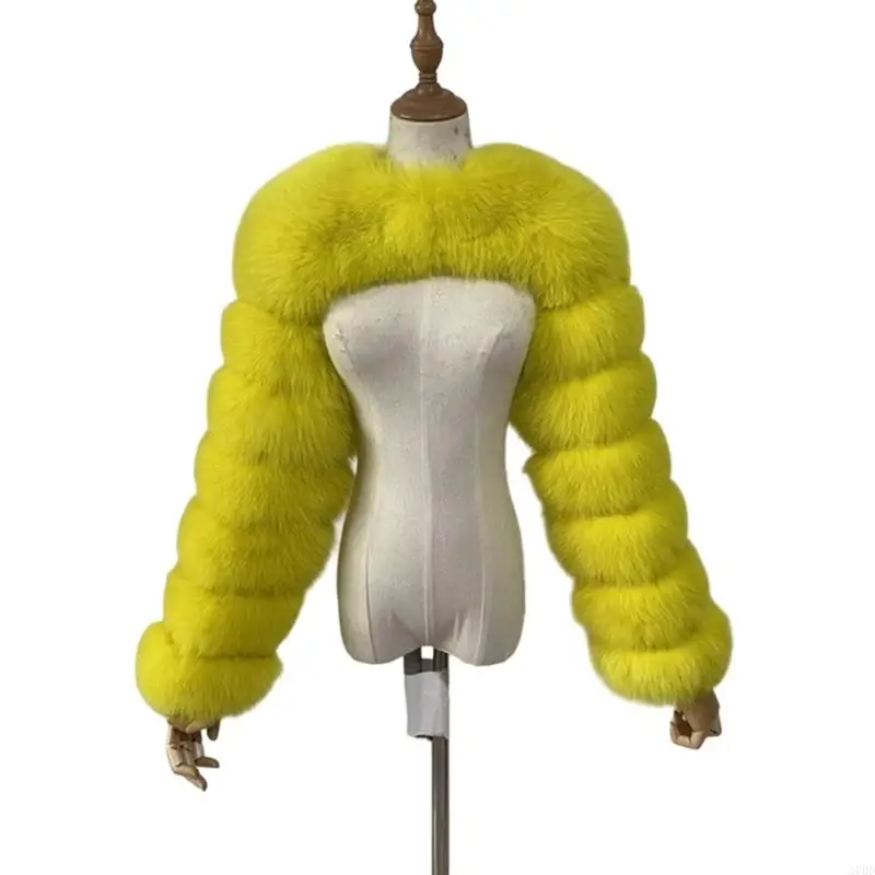 سترة نسائية شتوية دافئة من الفرو الصناعي، معطف أنيق بأكمام طويلة، ناعم وقابل للتنفس، على الكتف #3