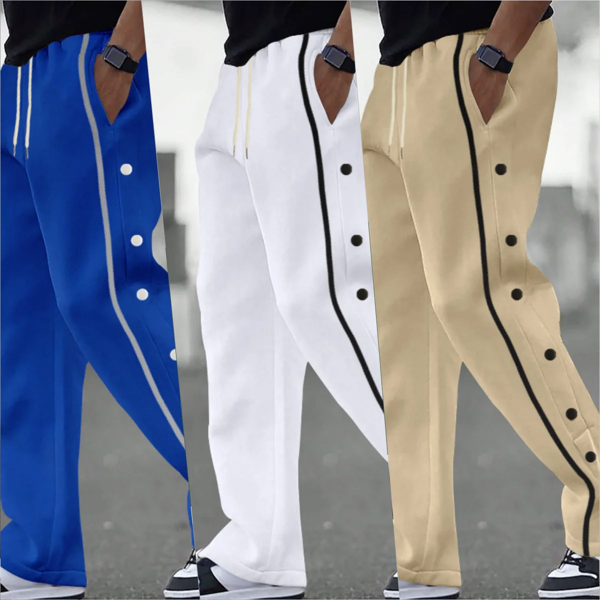 

New Men's spring-autumn trousers - Fashionable Loose fit design. Side fastening at the Trouser hems - Casual Sporty Men's Pants