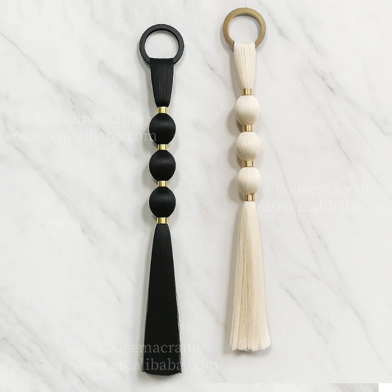 

Design Nordic style bali Handmade weave in Fiber Art for main bedroom provide ceremony backdrop as decor with Ball and Narrow