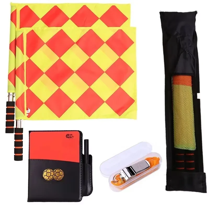 Soccer Referee Flag Whistle Set Professional Football Red Card And Yellow Card Kit Sport Training Useful Referee Tool