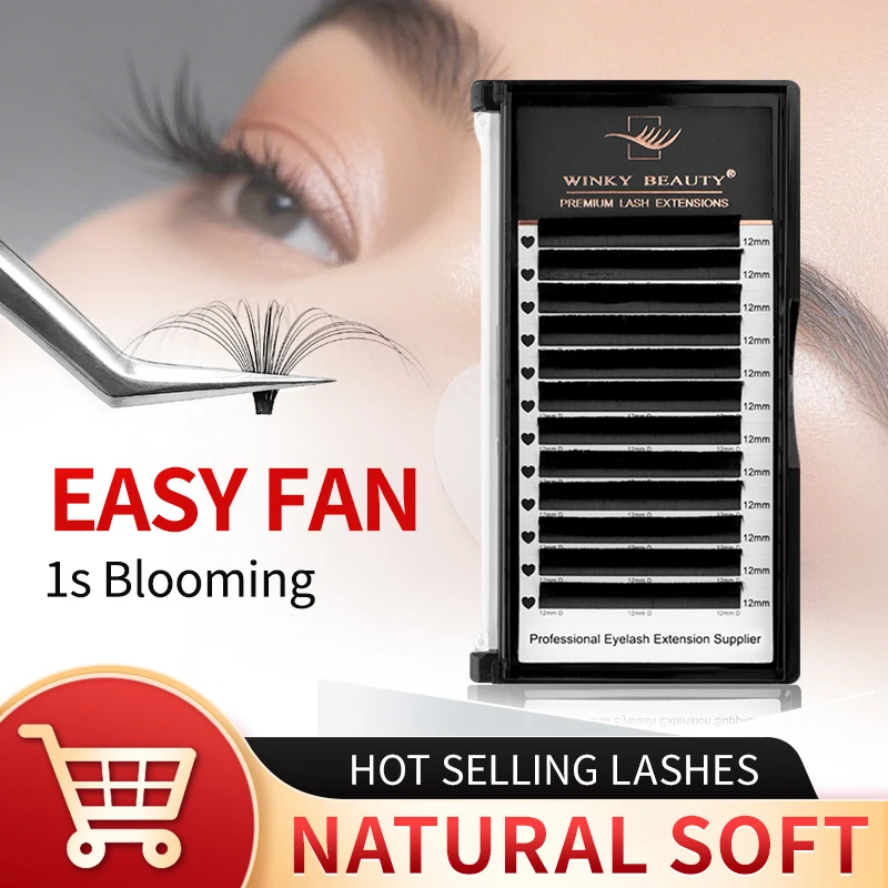 

Easy Fanning Eyelash Extension Autofan Fast Bloom Self Flowering Pre-bonded Volume Makeup Easyfan False Eyelashes