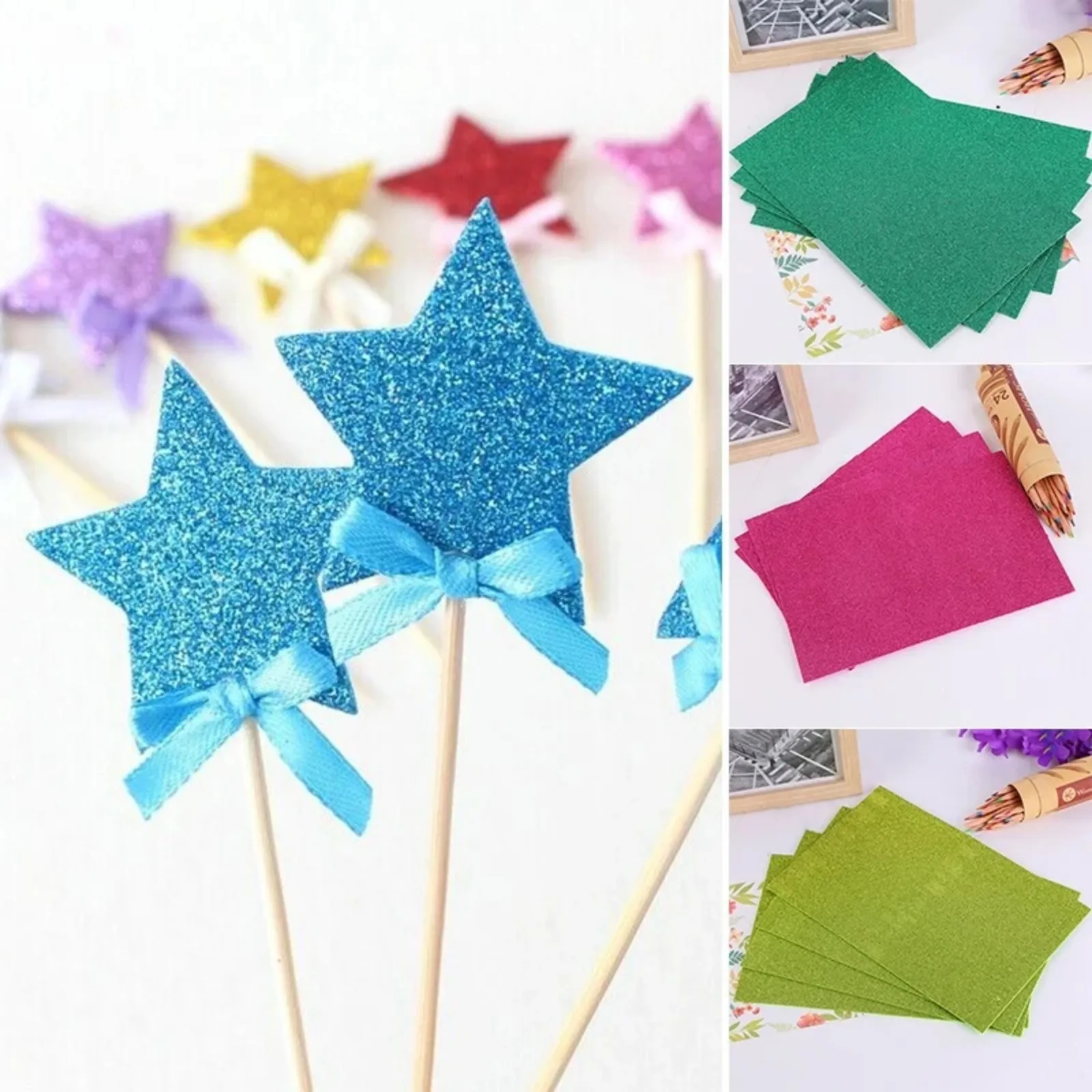 10 Pcs Colorful Glitter Cardstock EVA Foam Paper Sponge Soft Touch Crafts for Scrapbooking Kids DIY A4 Premium Bling Paper