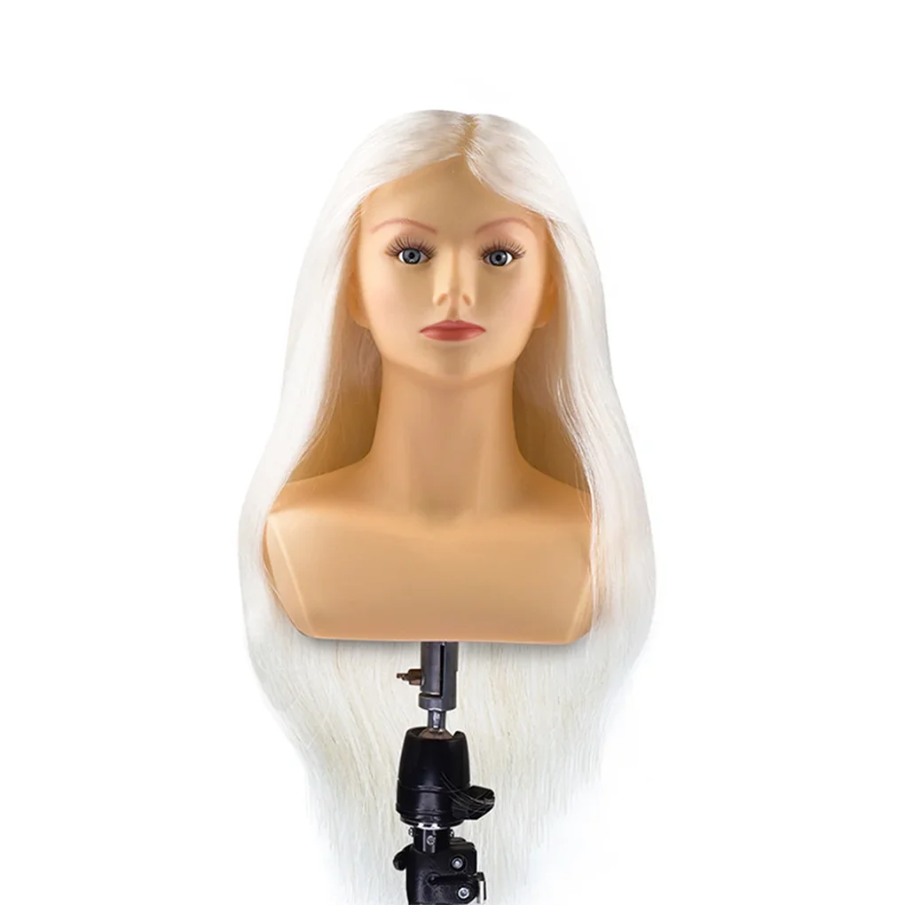 

【New Version】Mannequin-Head 40CM 16'' 100% White Goat Hair Competition Head Hairdressing Mannequin Doll Head for Hairdressers