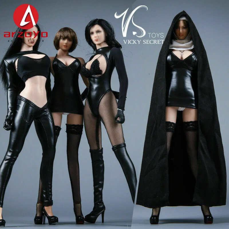 

В наличии VSTOYS 19XG60 1/6 церковный плащ монахини для девочек, черный кожаный комплект одежды, модель подходит для 12-дюймовой женской фигурки солдата, тело куклы