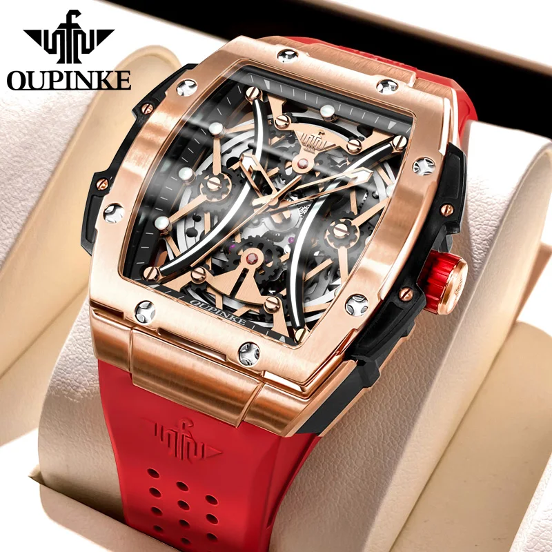 Men's Luxury Automatic Mechanical Watch, Silicone Strap