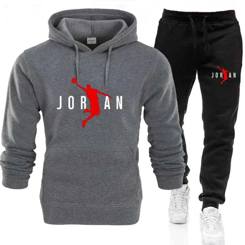 Herbst und Winter Herren Casual Fitness Jogging Sportbekleidung Set Modekleidung Pullover Hoodie + Jogginghose zweiteiliges Set