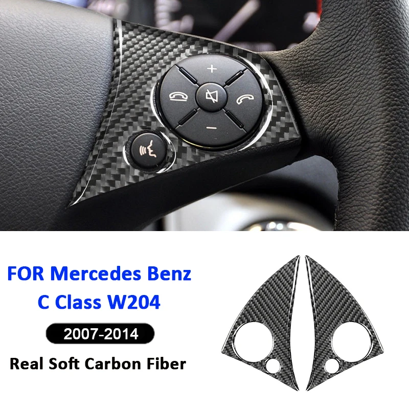 

For Mercedes Benz C Class W204 2007-2014 Carbon Fiber Car Steering Wheel Left Right Button Frame Decorative Modification Sticker