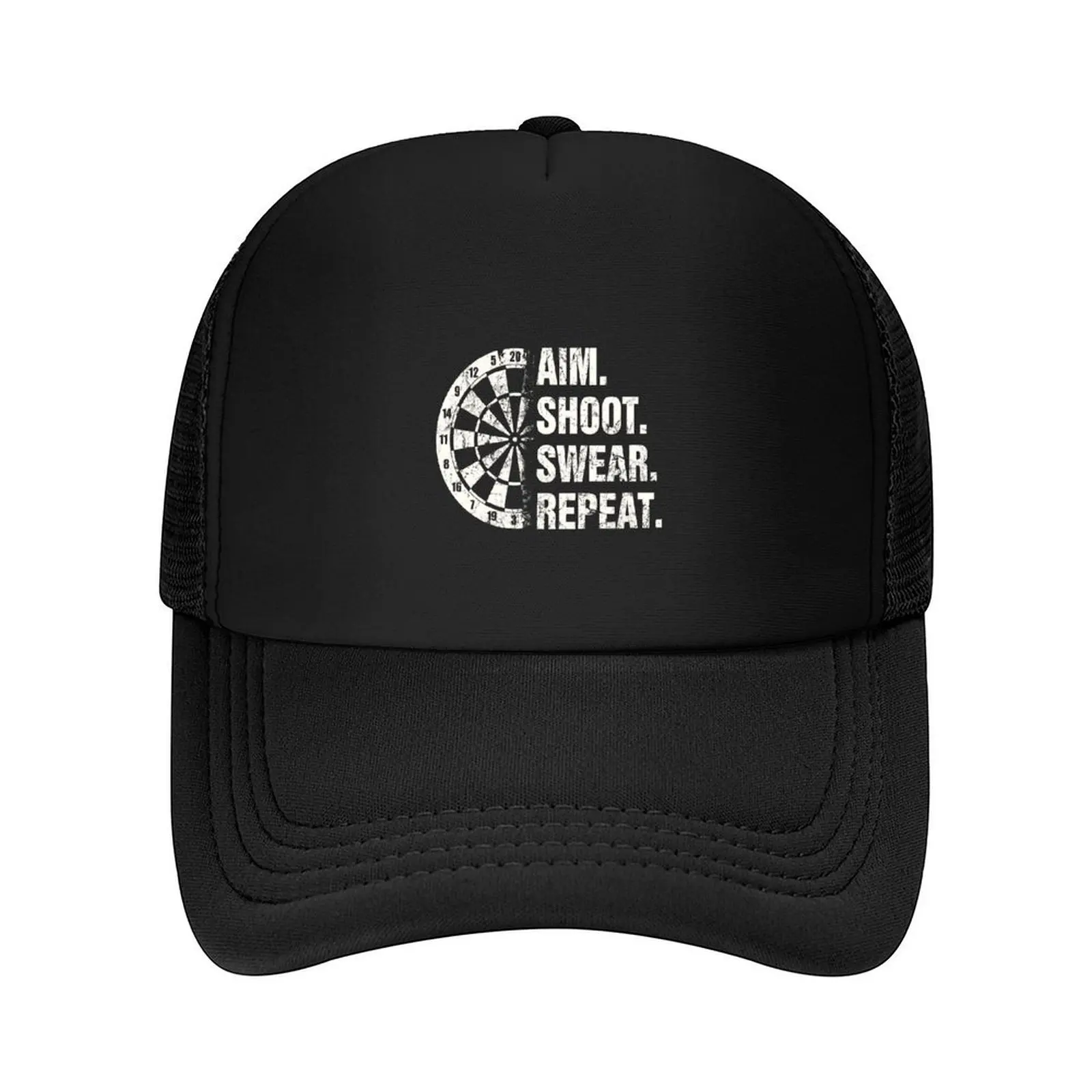 

Aim Shoot Swear Repeat Dartboard Dart Player Baseball Cap sun hat Funny hats Bobble Hat Baseball For Men Women's
