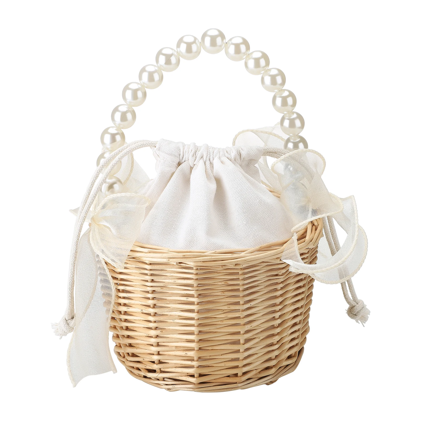 Wedding Bridesmaid Girl Bridal Handheld Flower Basket Organizer Supplies Elegant Flower Storage Box with White Mesh