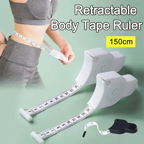 150CM Automatic Retractable Body Tape Accurate Fitness Arm Chest Waist Caliper Centimeter Inch Measure Tape White/Black Tool