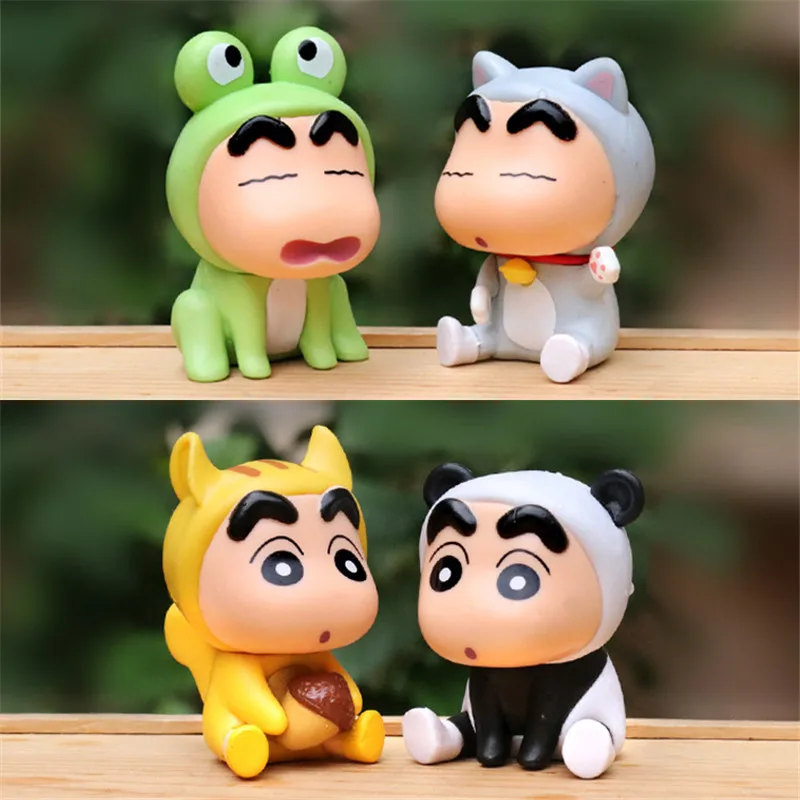 6 sztuk/zestaw Anime kredka ShinChan figurki 6cm Nohara Shinnosuke figurka seria zwierząt Model z pcv ozdoby na biurko dla dzieci prezent