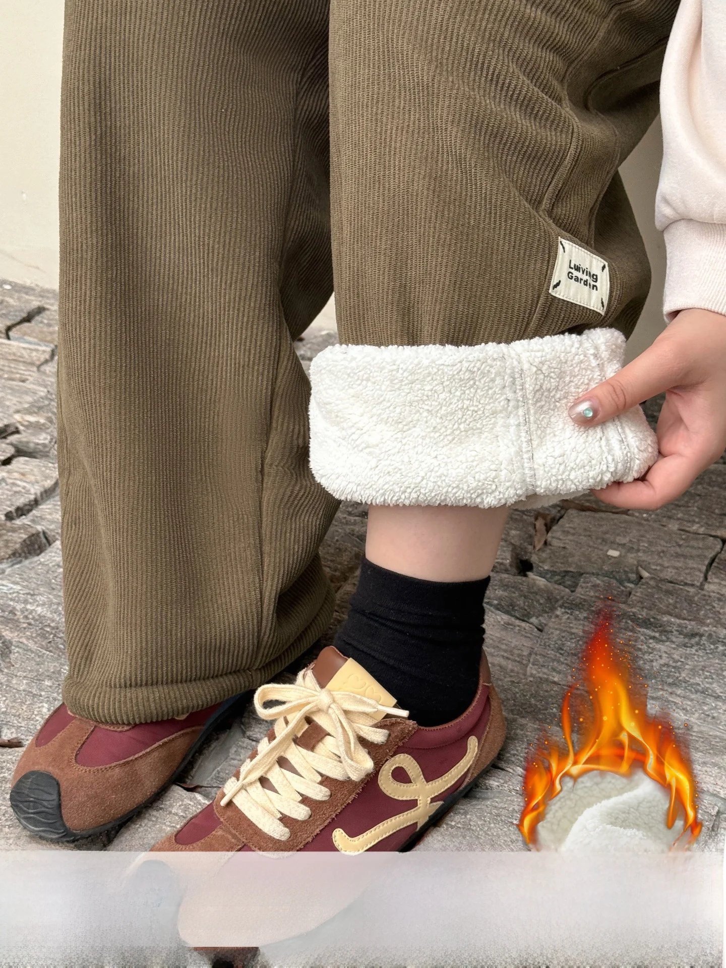 

Женские бархатные спортивные штаны больших размеров Thiened Lamb, зимние повседневные брюки с высокой талией и широкими штанинами, удобный полиэстер Fce