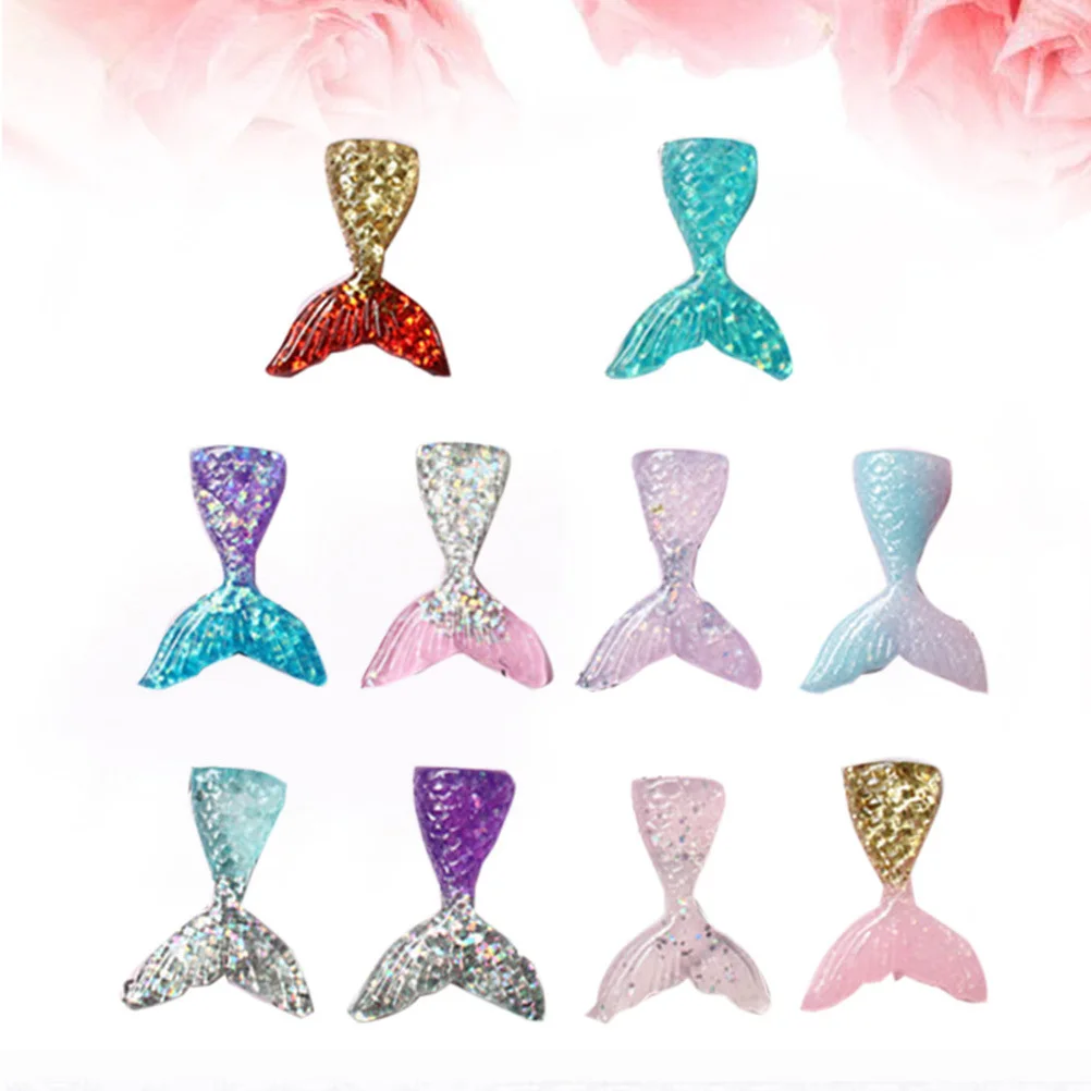 

60pcs Resin Mermaid Tail Charms Lightweight Diy Accessories For Scrapbooking Phone Decor Clay Flatback Craft Supplies Jewelry
