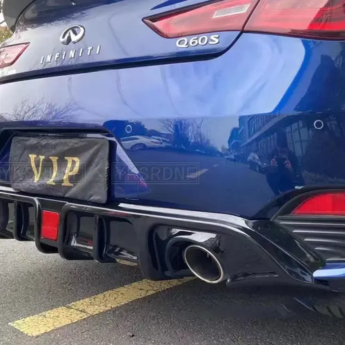 하이 퀄리티 자동차 리어 범퍼 디퓨저 립 스포일러, LED 브레이크 라이트 포함, 인피니티 Q60 2017-2022 섀시 디플렉터 가드 