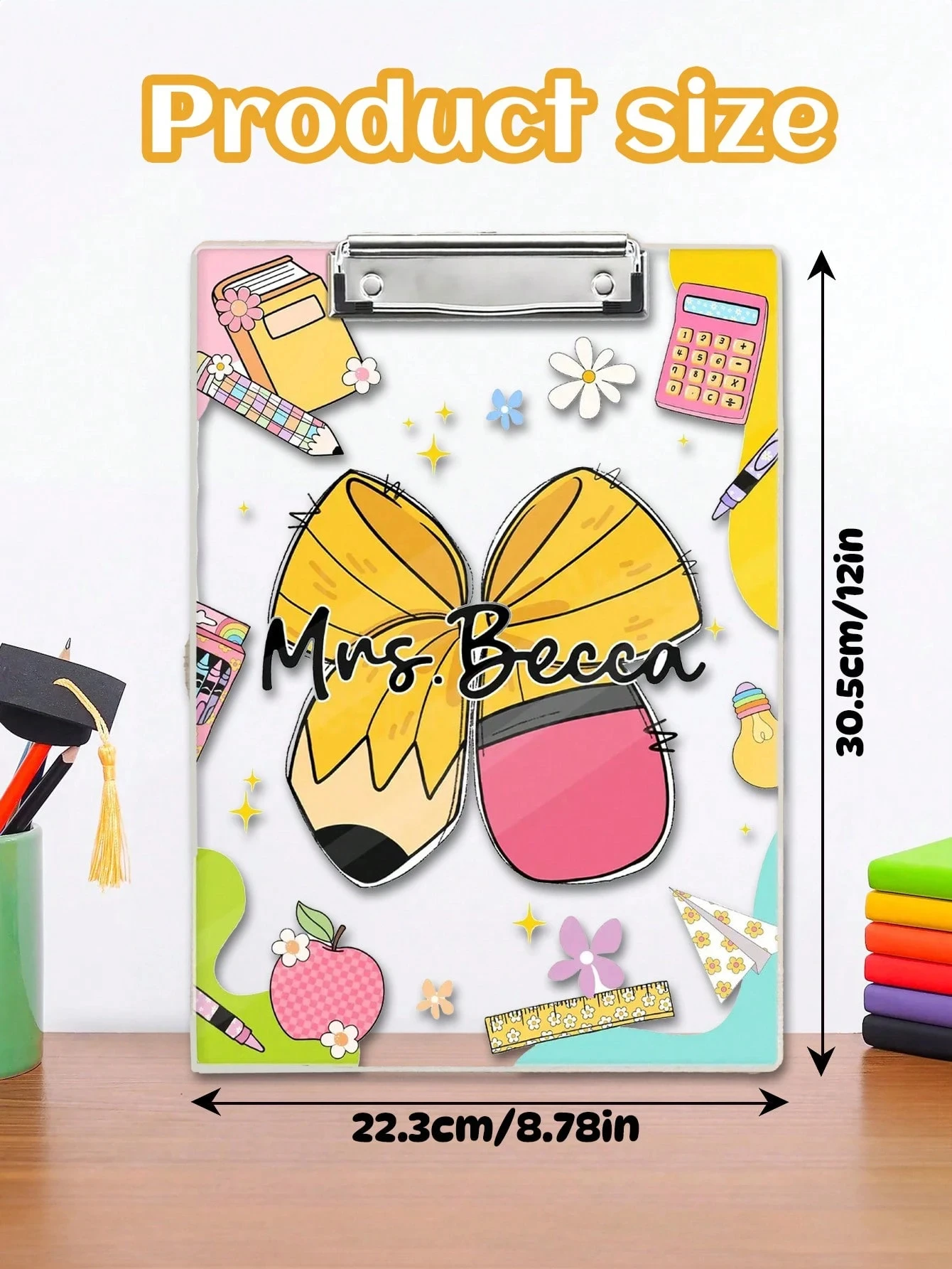 22.3*30.5CM Customized Bow Folder,Teacher Nurse Office File Clipboard,Documents Collection, Personalized Name Special File Board