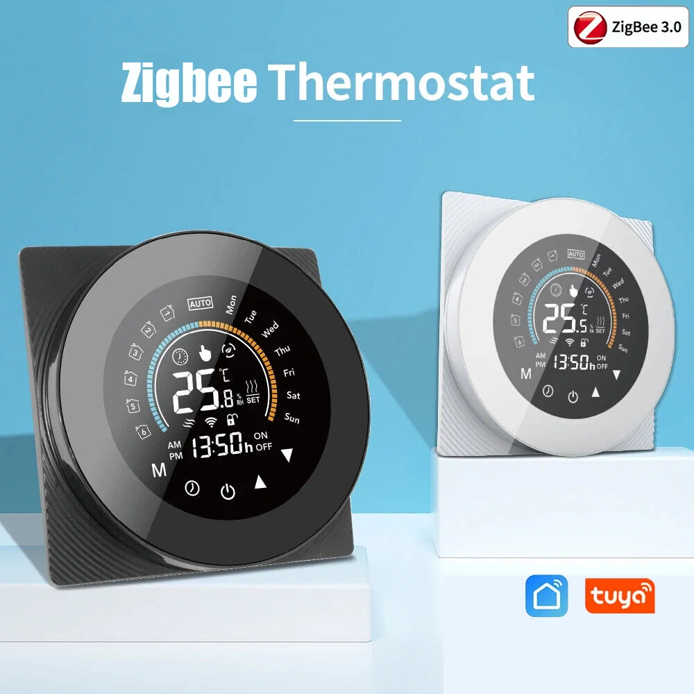 Tuya zigbee3.0 Smart Thermostat Digital Temperature Controller for Water/Gas Boiler Large LCD Display Touch Button Voice Control