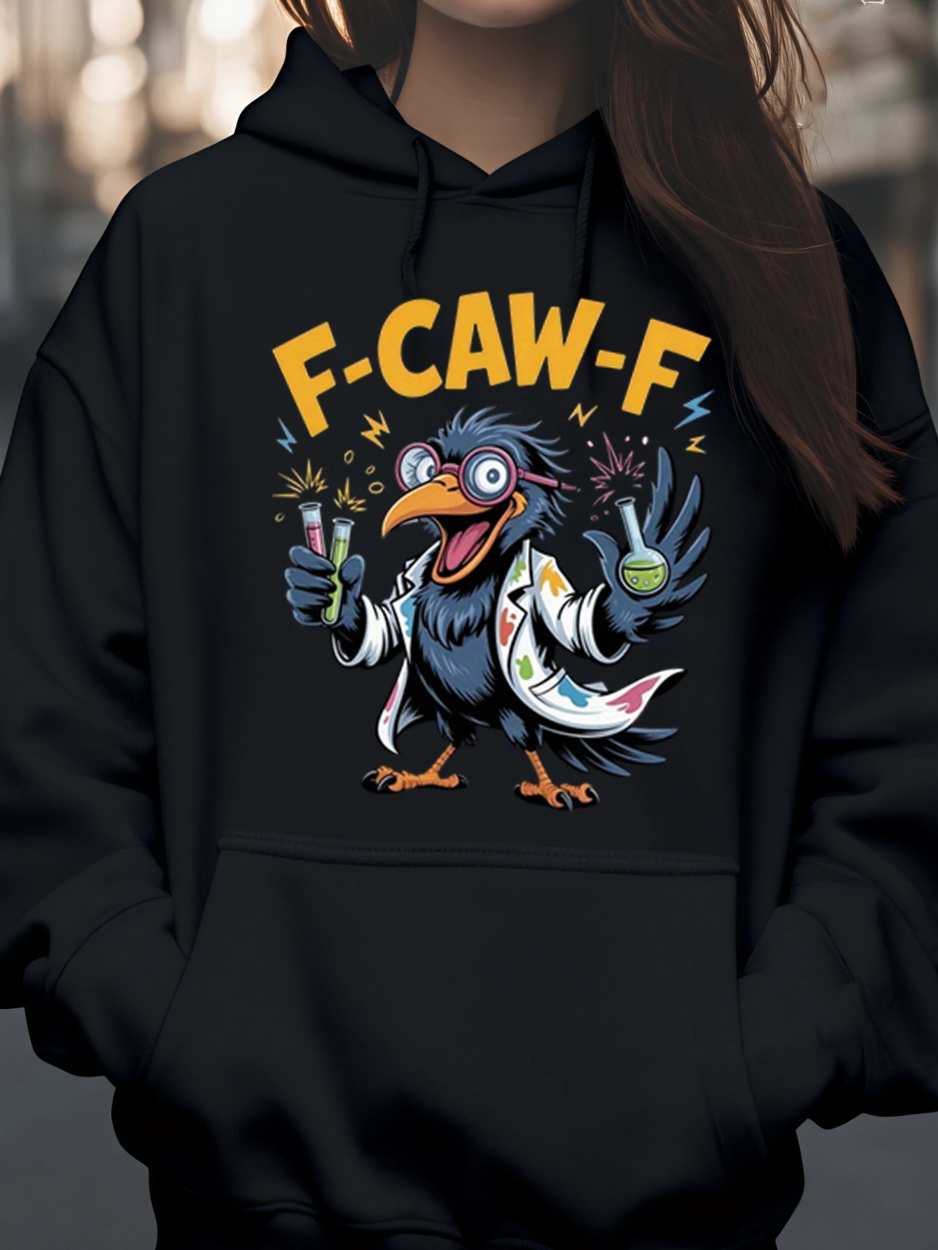 

Толстовка с принтом F Caw F Bird Scientist, костюм на Хэллоуин, праздничная одежда для женщин и мужчин