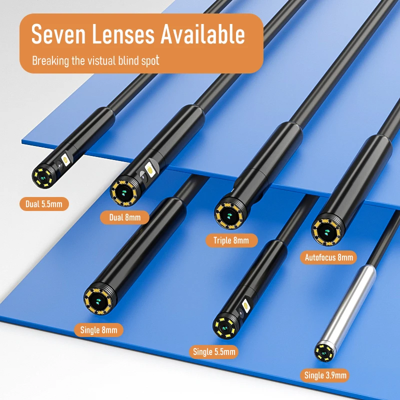 5‘’ Screen Endoscope Automotive Inspection Borescope Waterproof USB Probe LEDs Video Camera Single Dual Triple Autofocus Lens