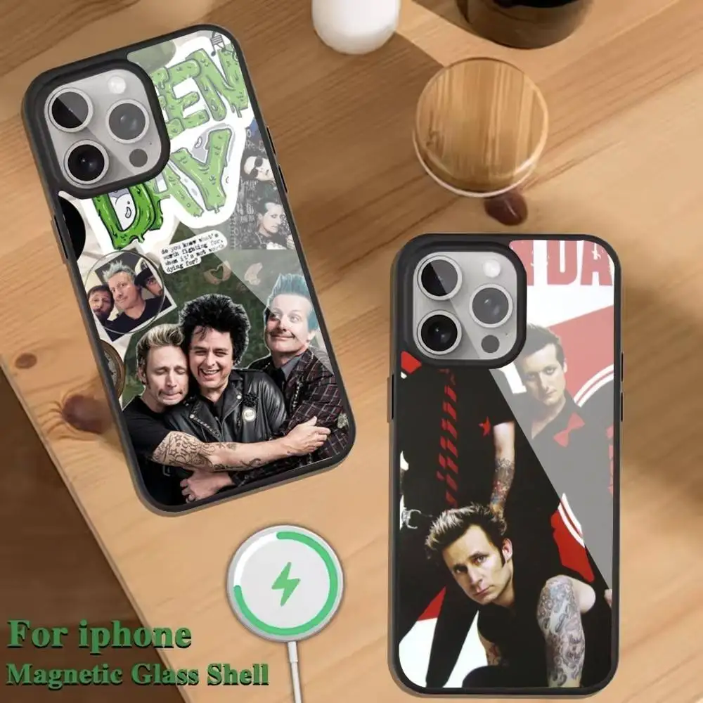 

G-Green D-Day Band Phone Case For Magnetic Wireless Charge Cover For iphone 16 15 14 13 12 11 Pro Max Plus Coque
