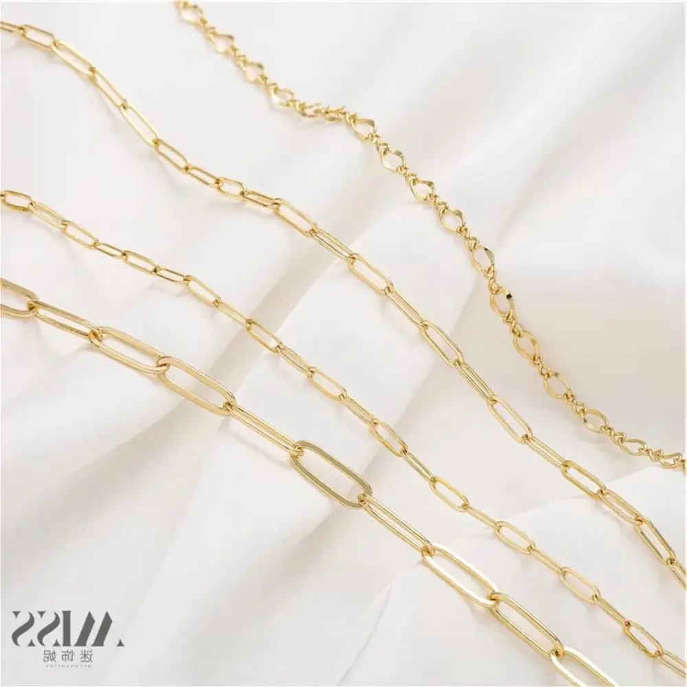 14K Gold Plated Rectangular Oval O Chain DIY Bracelet Necklace Accessories Jewelry Loose Material