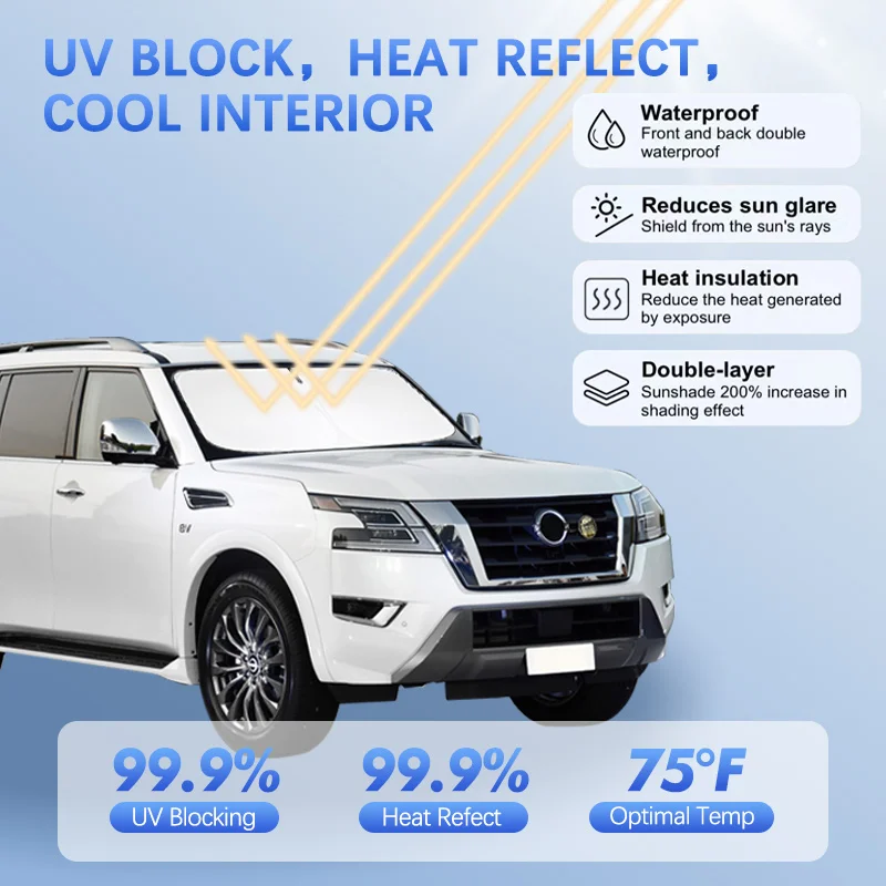 

Car Windshield Sun Shade For Nissan Patrol Y61 Y260 Y60 RC Sunshade Sun Visor Protector Blocks UV Rays Summer Car Accessories