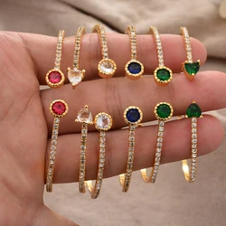 Colored Stone Gold Color Bangles For Women Men Girls Elegant Arab/Ethiopian Bridal Wedding Bracelets /Party Gifts