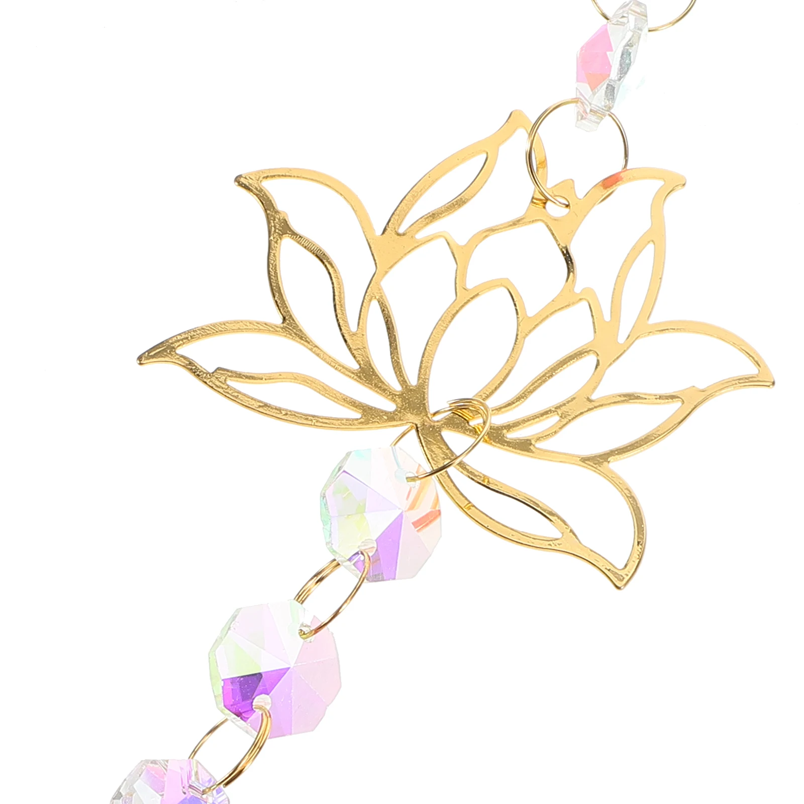 Golden Lotus Crystal Sun Catcher Elegant Hanging Garden Decor Sparkling Prism Window Ornament Car Rearview Mirror Accessory