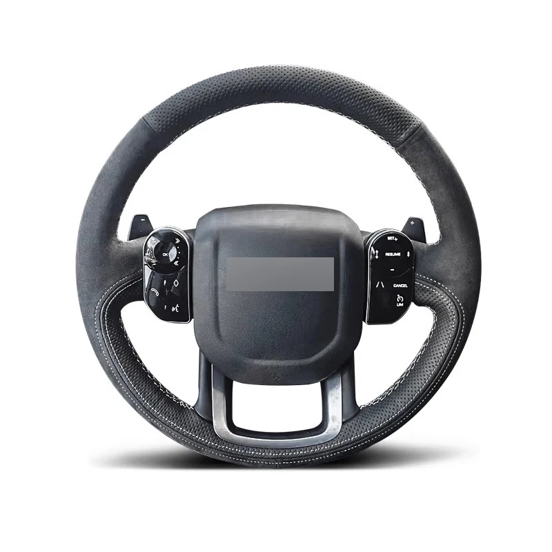 Genuine Leather White Thread Steering Wheel Cover Wrap for Alcantera Car Accessories for Land Rover RANGE ROVER VELAP EVOQUE