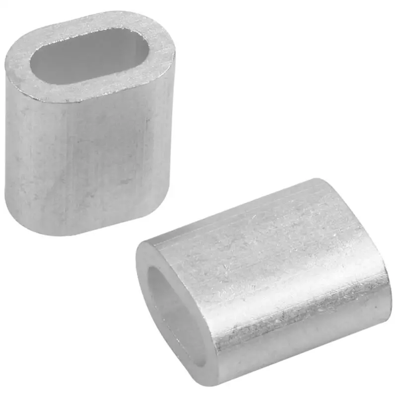 DT17 800 Pcs 2mm Aluminum Double Hole Wire Rope Clamp Clip Sleeve, 7x6x4mm Oval for Cable