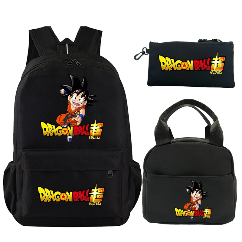 3Pcs/set Dragon Ball Backpack for Kids Boy Girl Student Teenage Bookbag with Insulated Lunch Bag Pencil Case Women men Rucksack