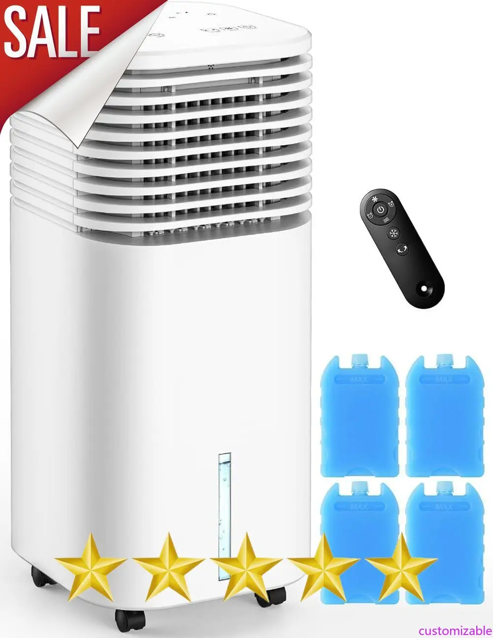 

Customizable Windowless Air Conditioner, Swamp Cooler with 4 Modes & 3 Speeds, 15H Timer for Smart Auto-off, 2-Gal Tank for 20H