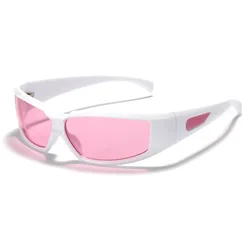 Y2K Pink Sunglasses Women Red Hollowed Out Future Sense of Technology Hot Girls Net Red Sun Glasses Trendy Men Eyewear