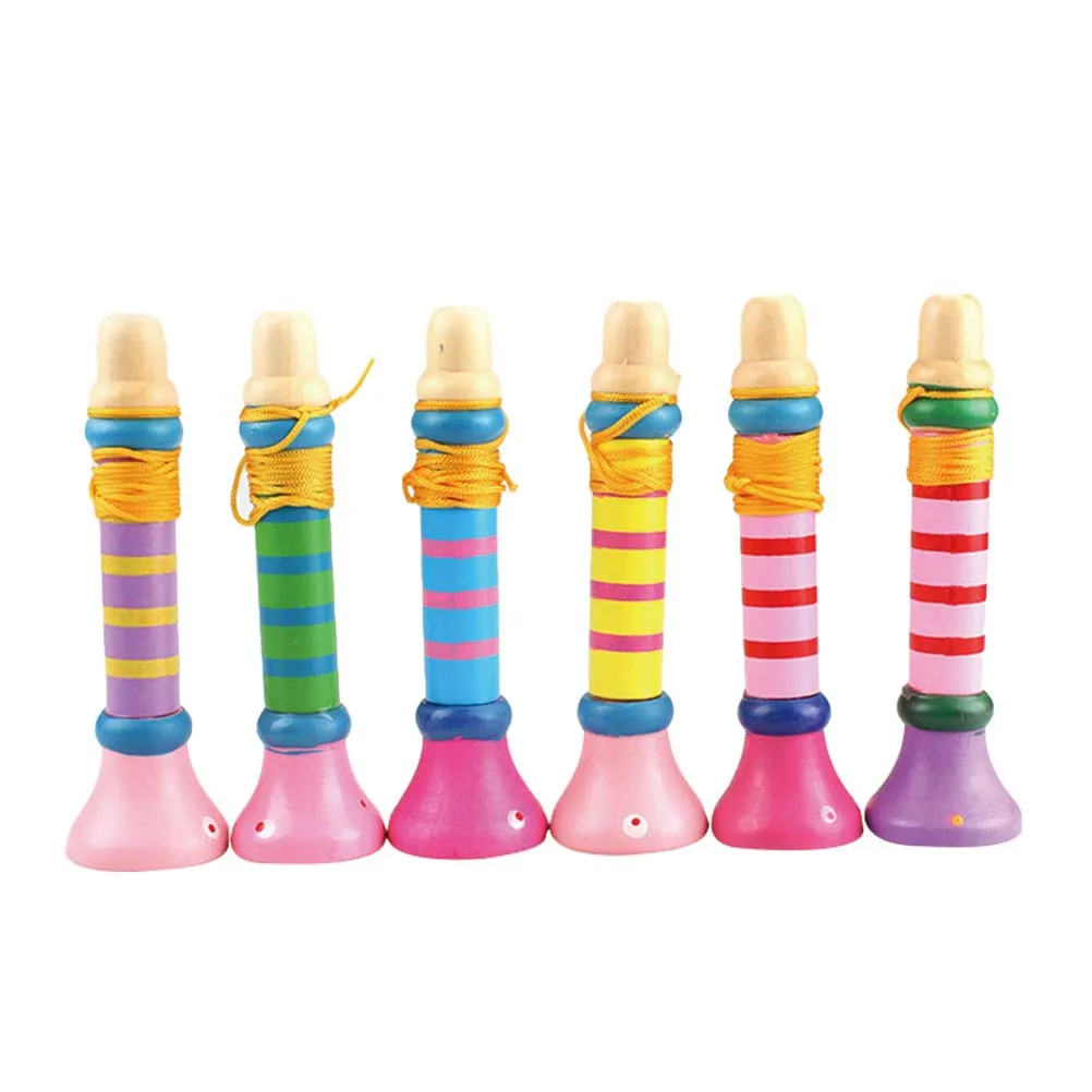 3 قطع خشبية للأطفال محاكاة البوق الموسيقية اللعب الملونة التعليمية مرحلة الأداء الدعامة صافرة للأطفال في وقت مبكر #3