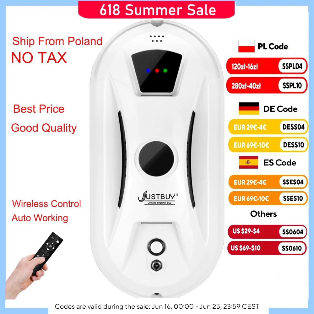 EU Plug Home Windows Automatic Cleaning Robot Vacuum Cleaner Remote Control Electric Window Wiper Glass
