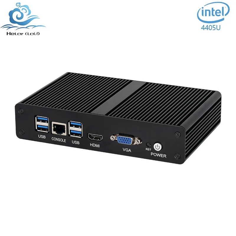 Helorpc Intel Pentium 4405U 6LAN Dual Display Industrial PC 16G DDR4 RJ45 COM232 PXE Diskless Boot Mini Computer