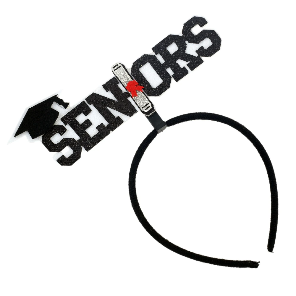 

Graduation Cap Headband Hair Hoop with Mini Bachelor's Grad Cap Headwear for Seniors Letter Kindergarten Graduation Party Favors