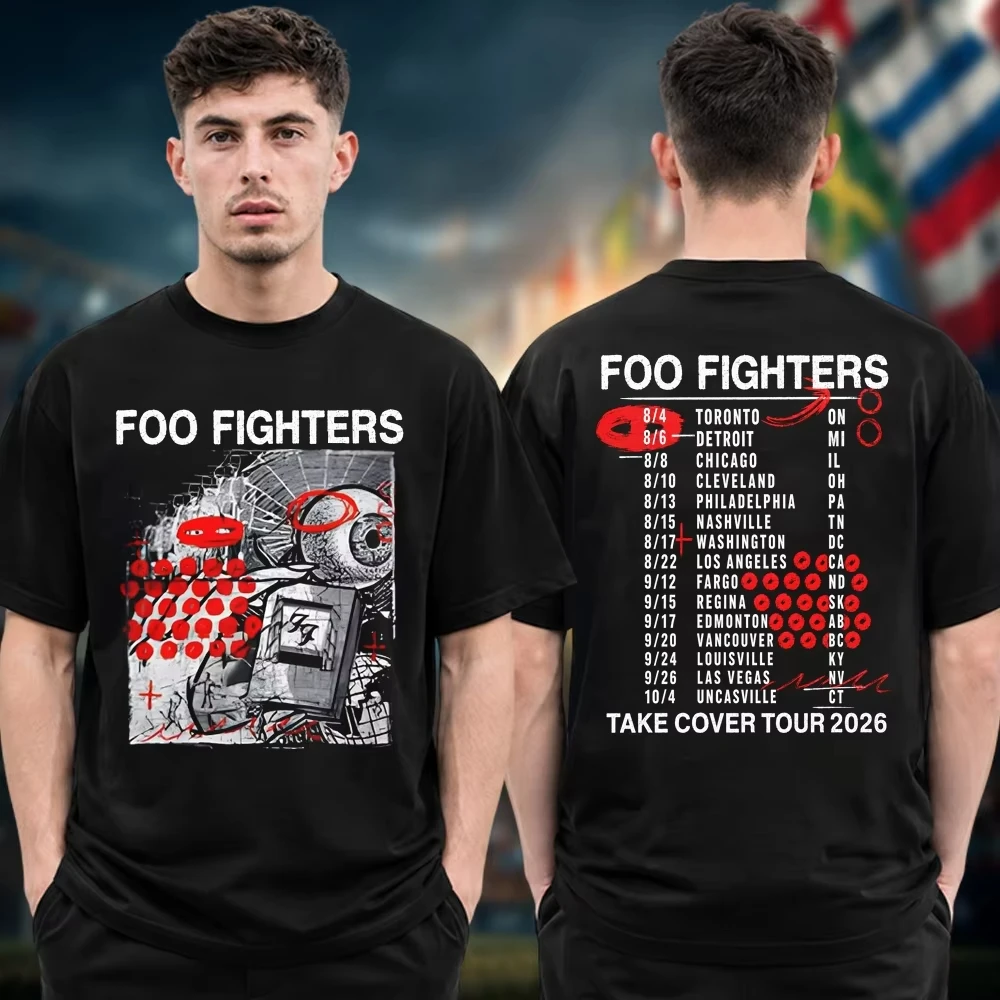 Foo Fighters Take Cover Tour 2026 Graphic Merch Tshirt Cotton Unisex Men‘s Women's T-Shirt Y2k Popular Casual Tee Streetwear