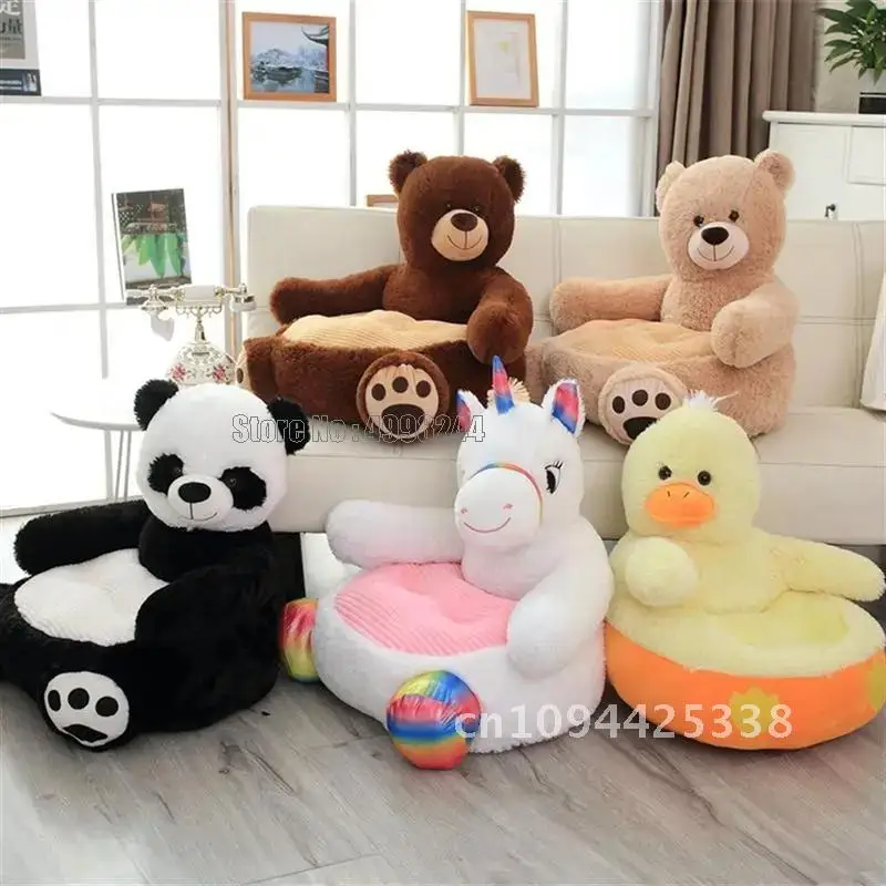 (geen Katoen) 50*50*45 cm Mooie Teddybeer Panda Eenhoorn Eend Kids Fauteuil Pluche Gevulde Zetel Nest Slapen Kussen Speelgoed