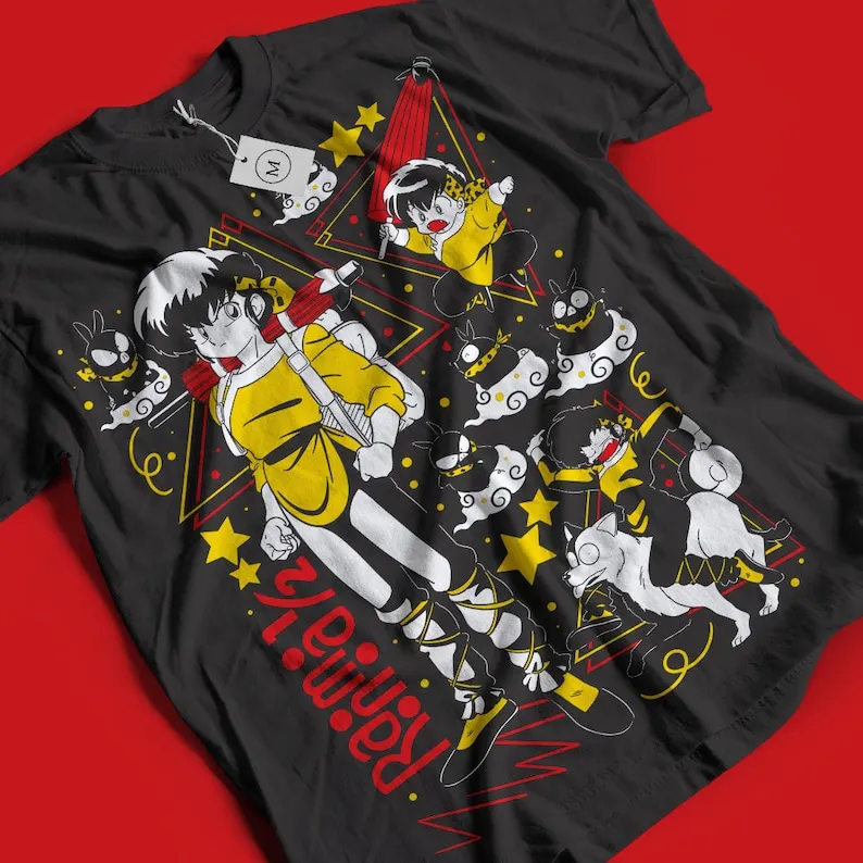 Ranma Saotome Anime T-Shirt, Genma Panda Manga Shirt, Cute Anime T-Shirt, Gift For Anime Lover, Cool Anime Tee, JDM-T-Shirt