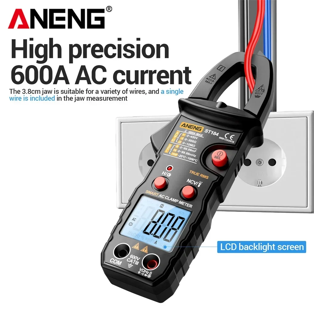 Digital Clamp Multimeter Detector  AC 30-1000V Voltage Detector Meter 6000 Count NCV Voltage Tester Diagnostic Breakpoint Finder