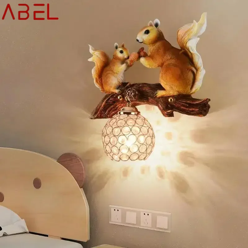 ABEL Modern Squirrel Resin Wall Lights LED Creative Crystal Indoor Sconce Lamp For Home Living Room Corridor Decor