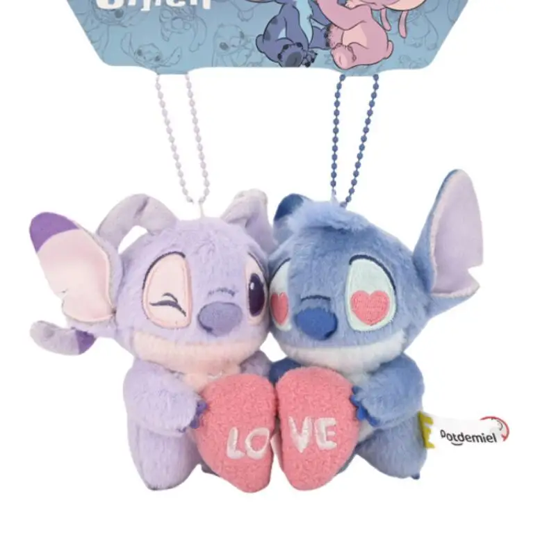 

Cartoon Stitch Couple Plush Keychain Bead Chain Design Cute Anime Fashion Backpack Crossbody Bag Decoration Valentine's Day Gift