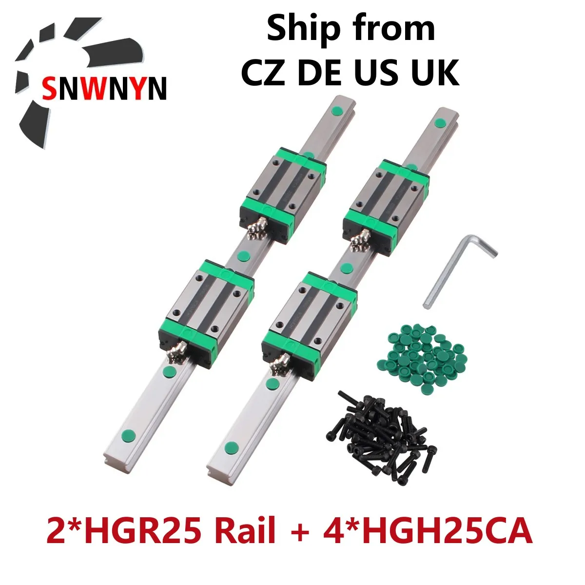 

2PCS HGR25 Square Linear Guide Rail 300-1500mm + 4PCS HGH25CA Slide Block Carriage For CNC 3D Printer