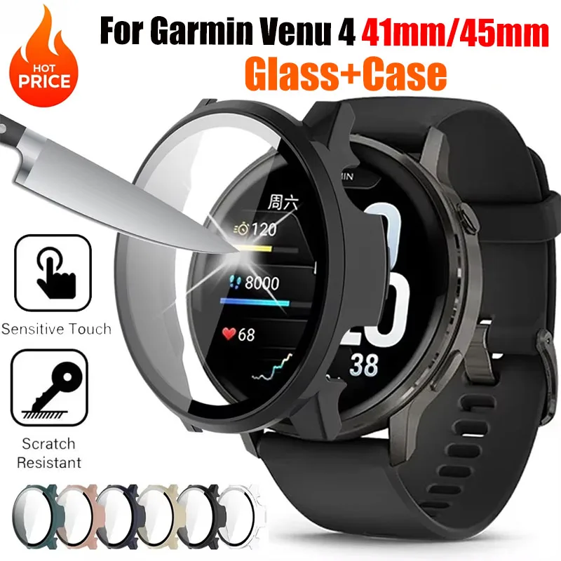 Glass+Case For Garmin Venu 4 45mm 41mm full Screen Protector PC Hard Anti-scratch Protective for Garmin Venu 4 Cover Accessories