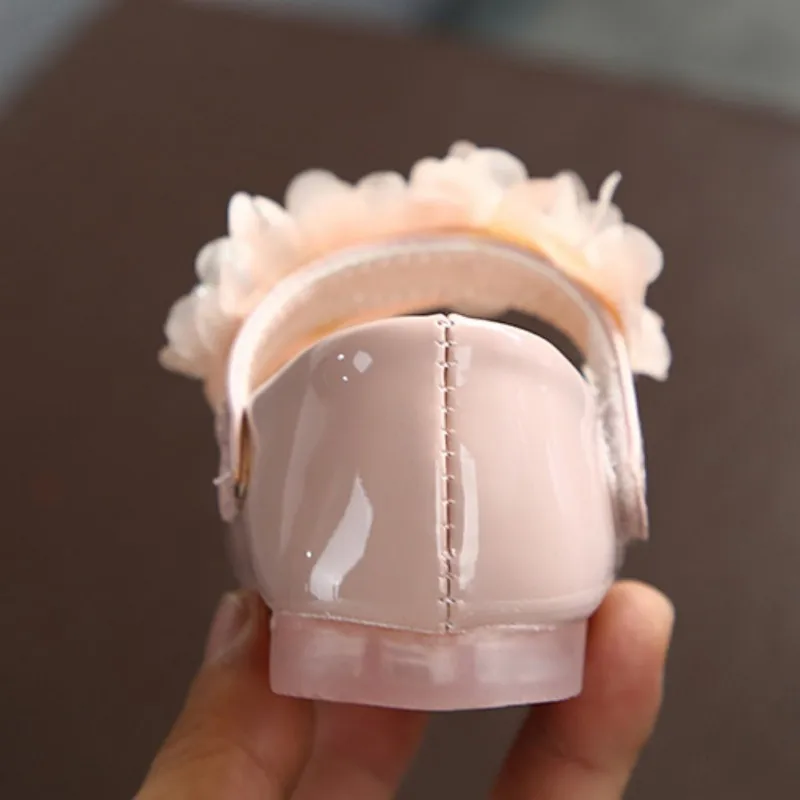 PU Leather Toddler Baby Baptism Walking Shoes Flower Kids Princess Shoes Crystal Infant Soft Soles Footwear for Girl 2-12years